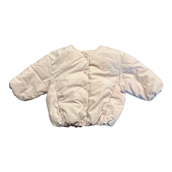 Baby Gap Other - Baby Gap Girls Light Pink Quilted Snap Front Puffer Jacket Size 12-18 Months
